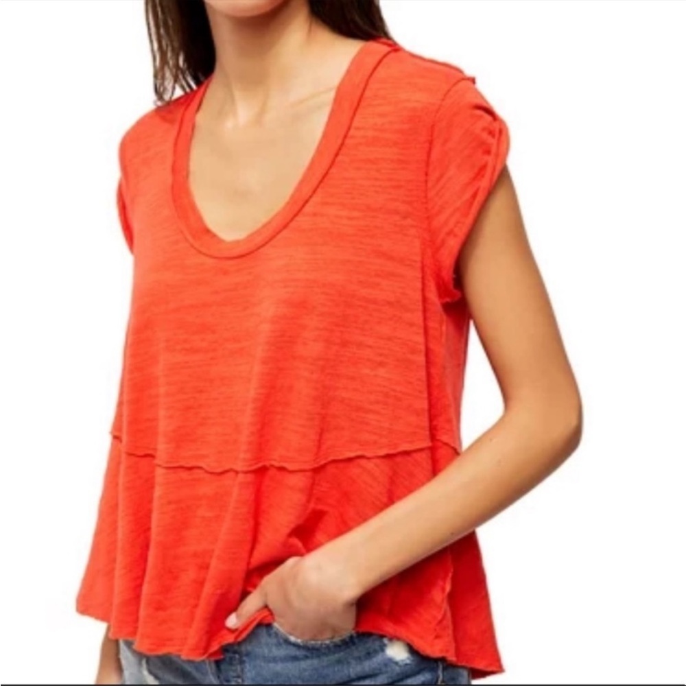 Free People sweetness tee. Orange. Size large.